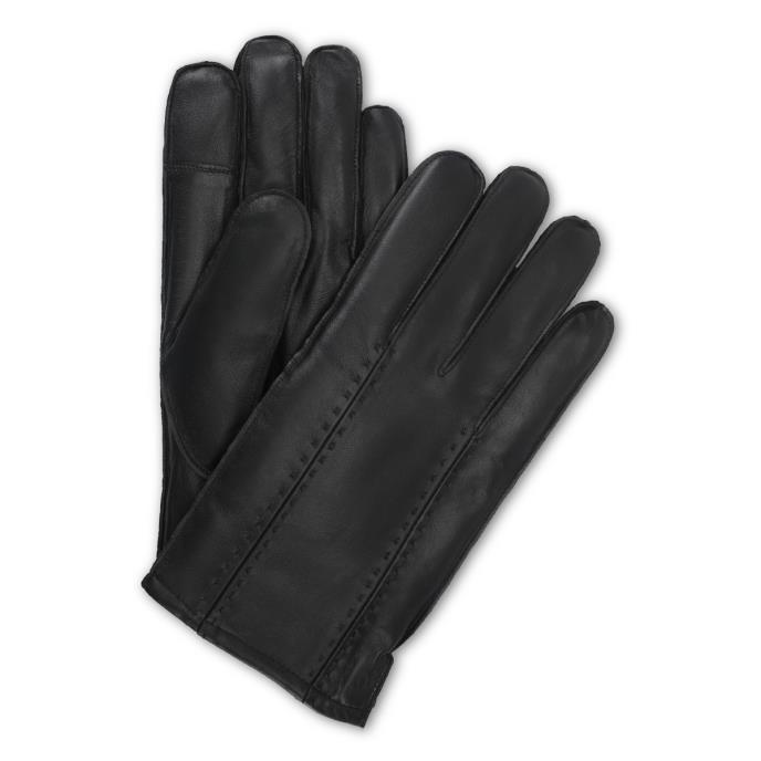 Isotoner® Mens Leather Glove With Stitch Detail Black Extra Image 1